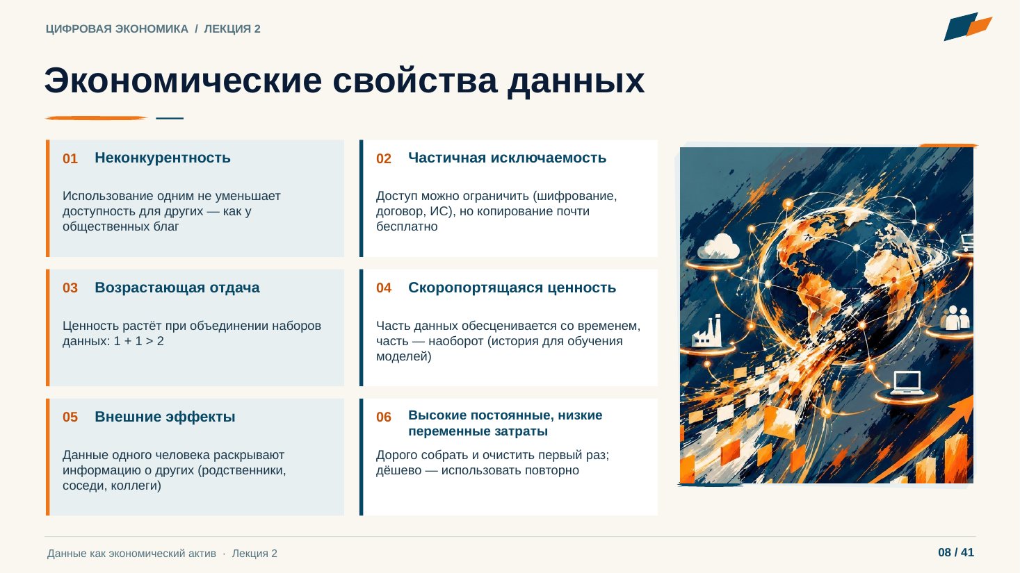 Слайд 8. Экономические свойства данных