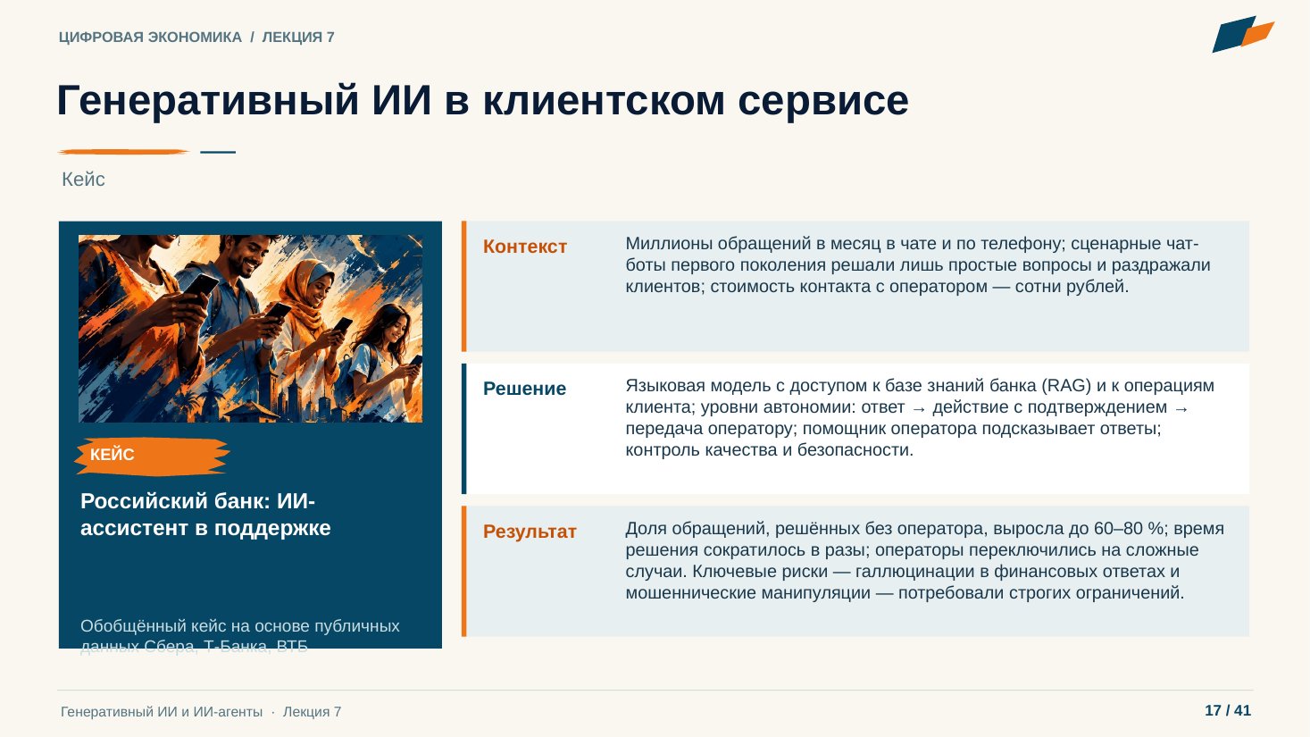Слайд 17. Генеративный ИИ в клиентском сервисе