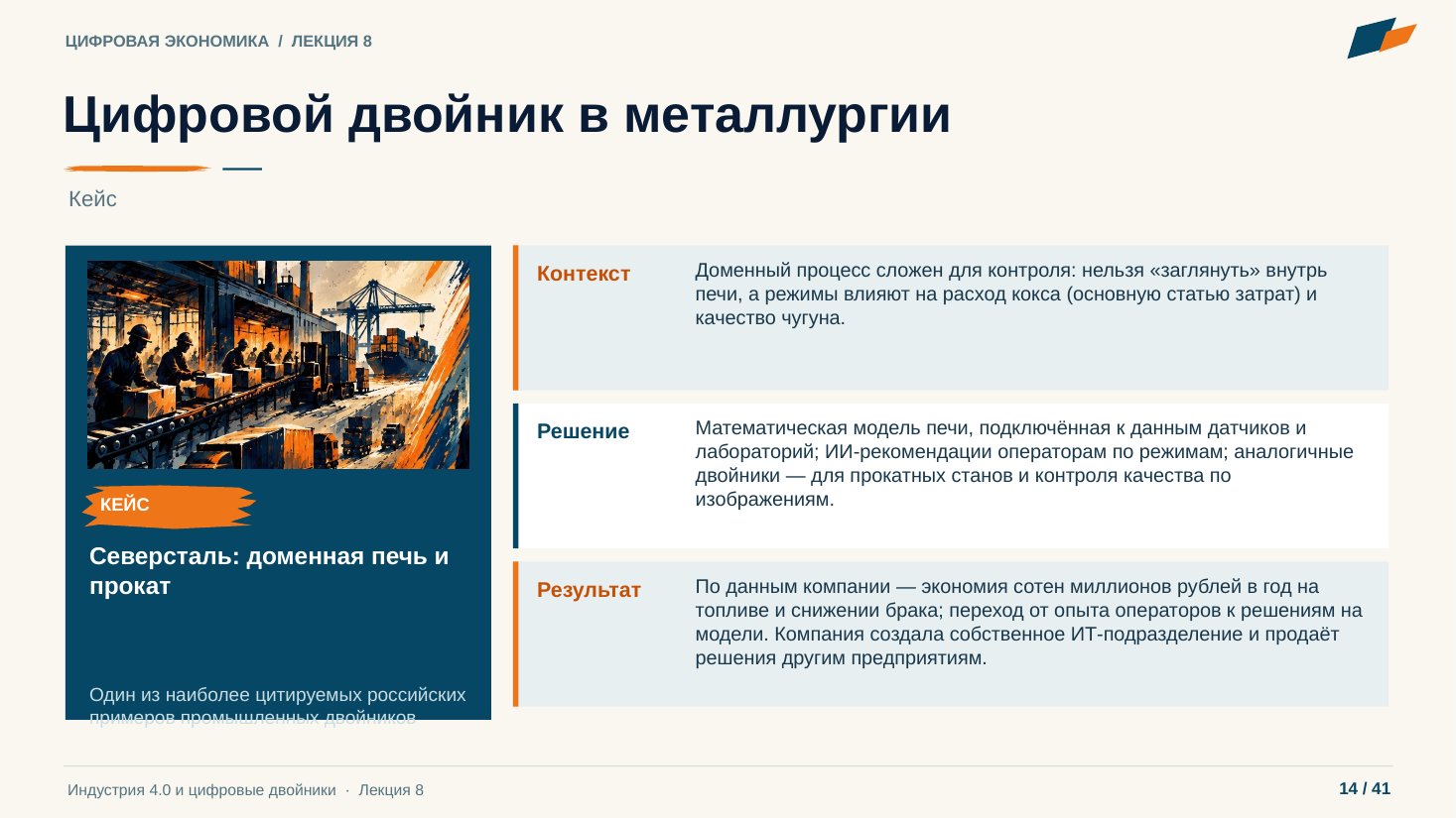 Слайд 14. Цифровой двойник в металлургии