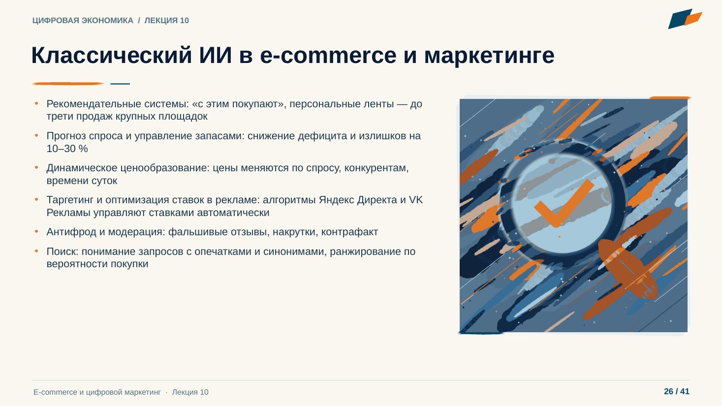 Слайд 26. Классический ИИ в e-commerce и маркетинге