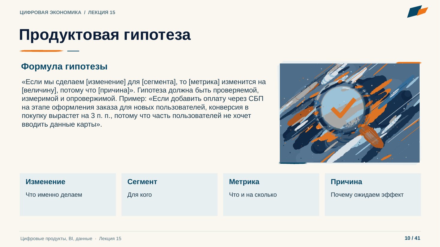 Слайд 10. Продуктовая гипотеза