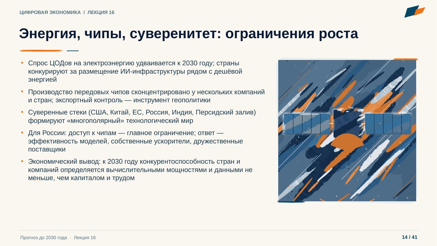 Слайд 14. Энергия, чипы, суверенитет: ограничения роста